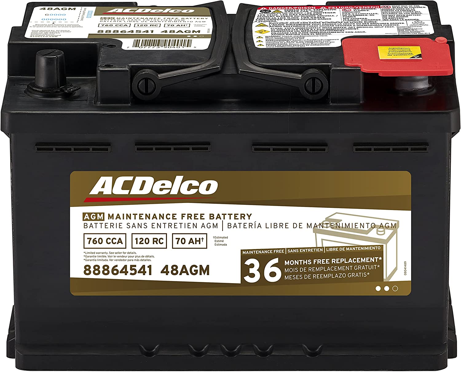 ACDelco Gold 48AGM 36 Month Warranty AGM BCI Group 48 Battery